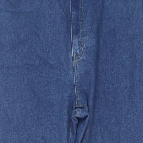 Boohoo Womens Blue Cotton Flared Jeans Size 12 L31 in Regular Button