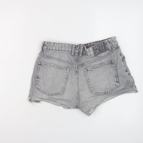 Zara Womens Grey Cotton Hot Pants Shorts Size 12 L3 in Regular Button