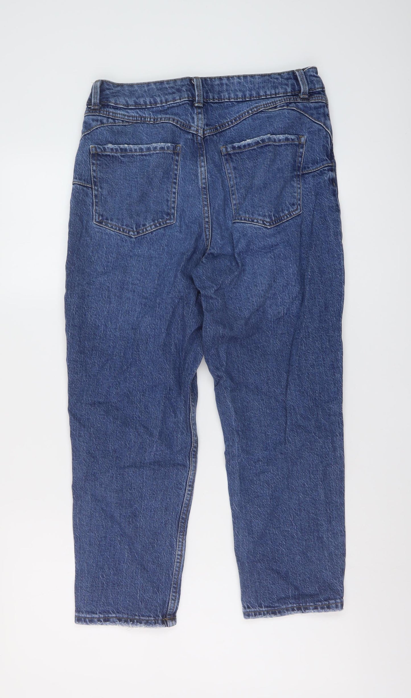New Look Womens Blue Cotton Cropped Jeans Size 10 L23 in Regular Button