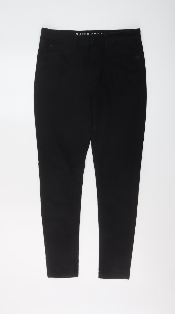 Marks and Spencer Womens Black Cotton Skinny Jeans Size 12 L27 in Regular Button