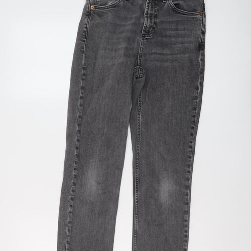 Topshop Womens Grey Cotton Straight Jeans Size 26 in L24 in Regular Button