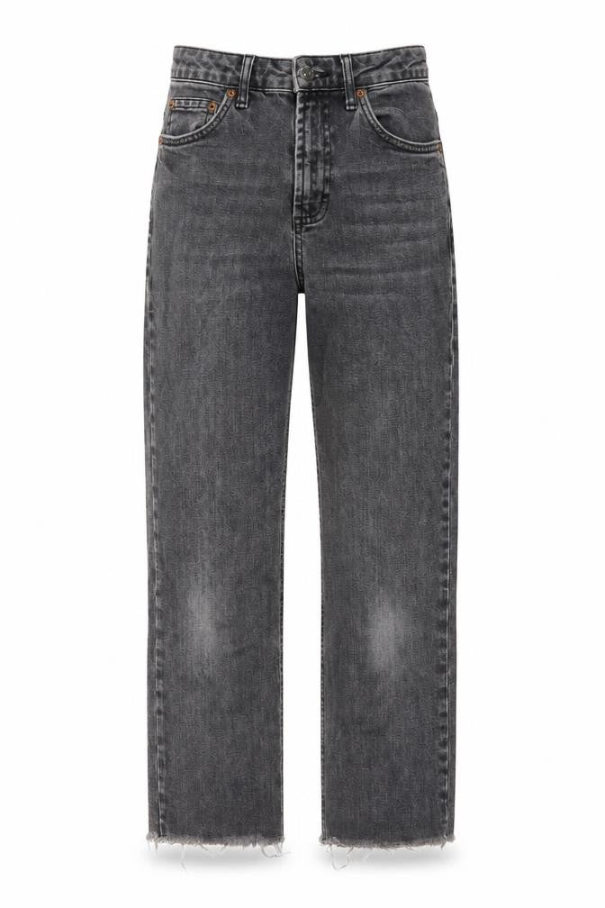 Topshop Womens Grey Cotton Straight Jeans Size 26 in L24 in Regular Button