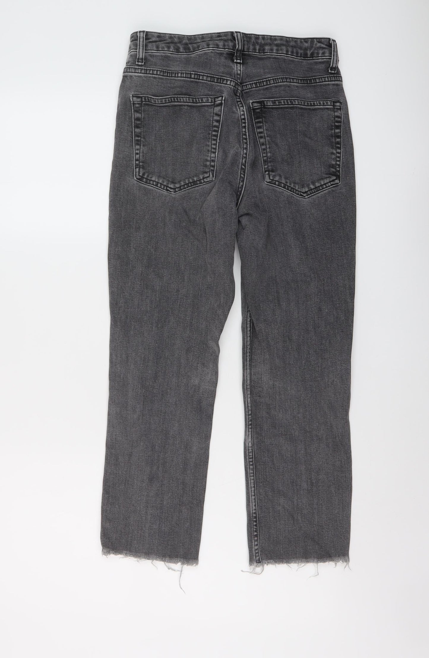 Topshop Womens Grey Cotton Straight Jeans Size 26 in L24 in Regular Button