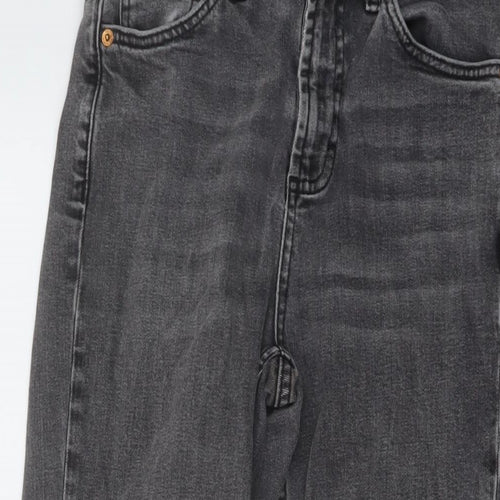 Topshop Womens Grey Cotton Straight Jeans Size 26 in L24 in Regular Button