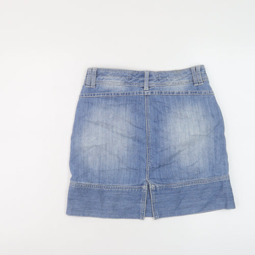 Casual Denim Womens Blue Cotton Mini Skirt Size 8 Button