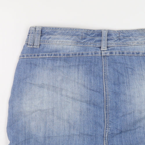Casual Denim Womens Blue Cotton Mini Skirt Size 8 Button
