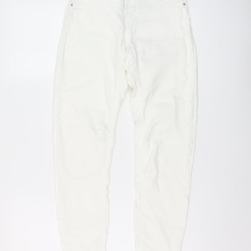 Bershka Womens Ivory Cotton Skinny Jeans Size 8 L28 in Regular Button