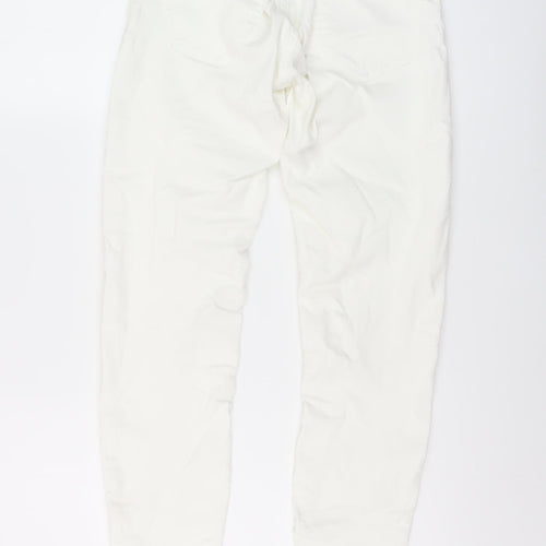 Bershka Womens Ivory Cotton Skinny Jeans Size 8 L28 in Regular Button