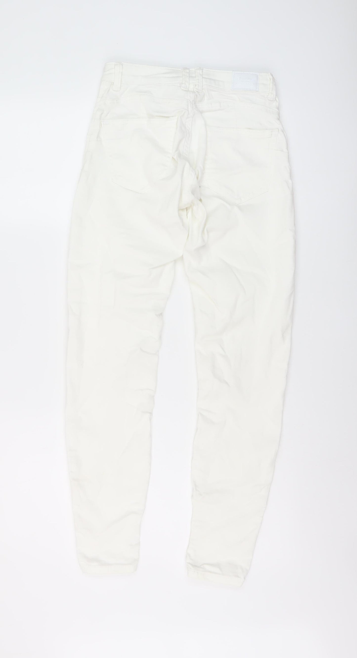 Bershka Womens Ivory Cotton Skinny Jeans Size 8 L28 in Regular Button