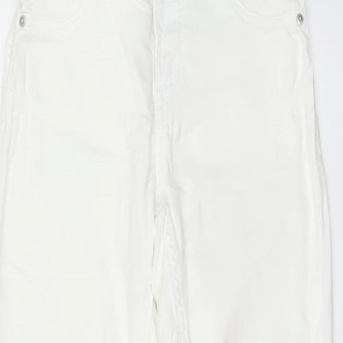 Bershka Womens Ivory Cotton Skinny Jeans Size 8 L28 in Regular Button