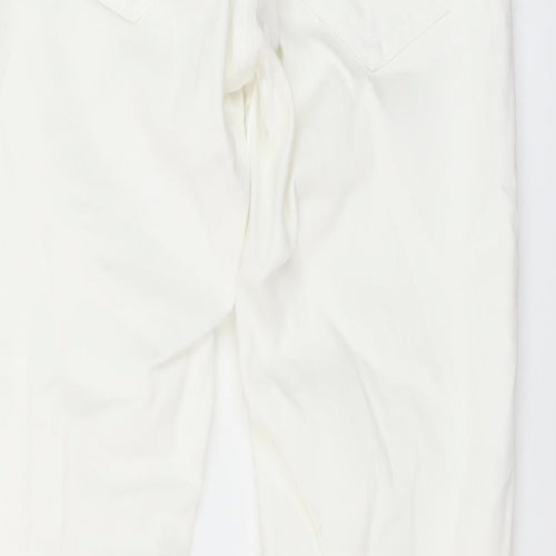 Bershka Womens Ivory Cotton Skinny Jeans Size 8 L28 in Regular Button
