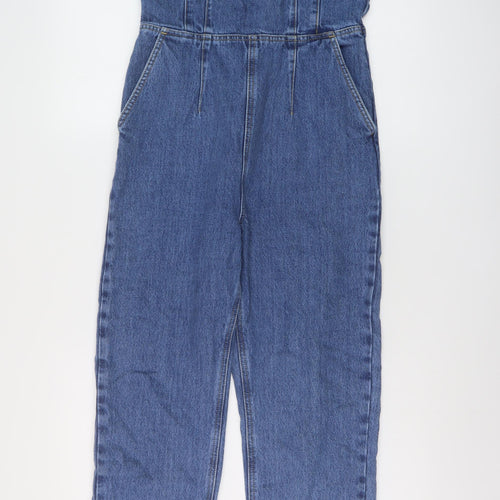ASOS Womens Blue Cotton Jumpsuit One-Piece Size 10 Zip