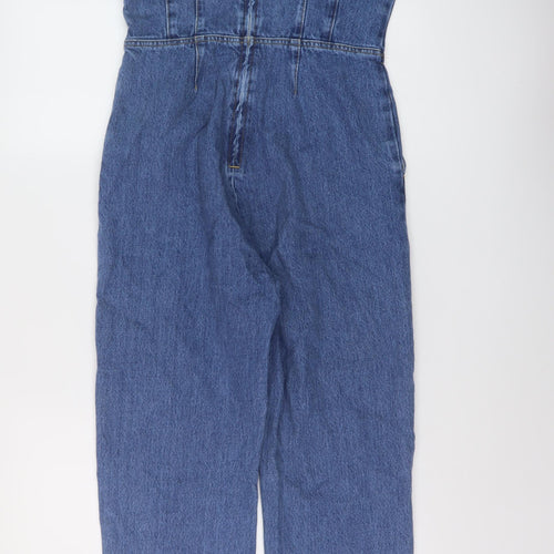 ASOS Womens Blue Cotton Jumpsuit One-Piece Size 10 Zip