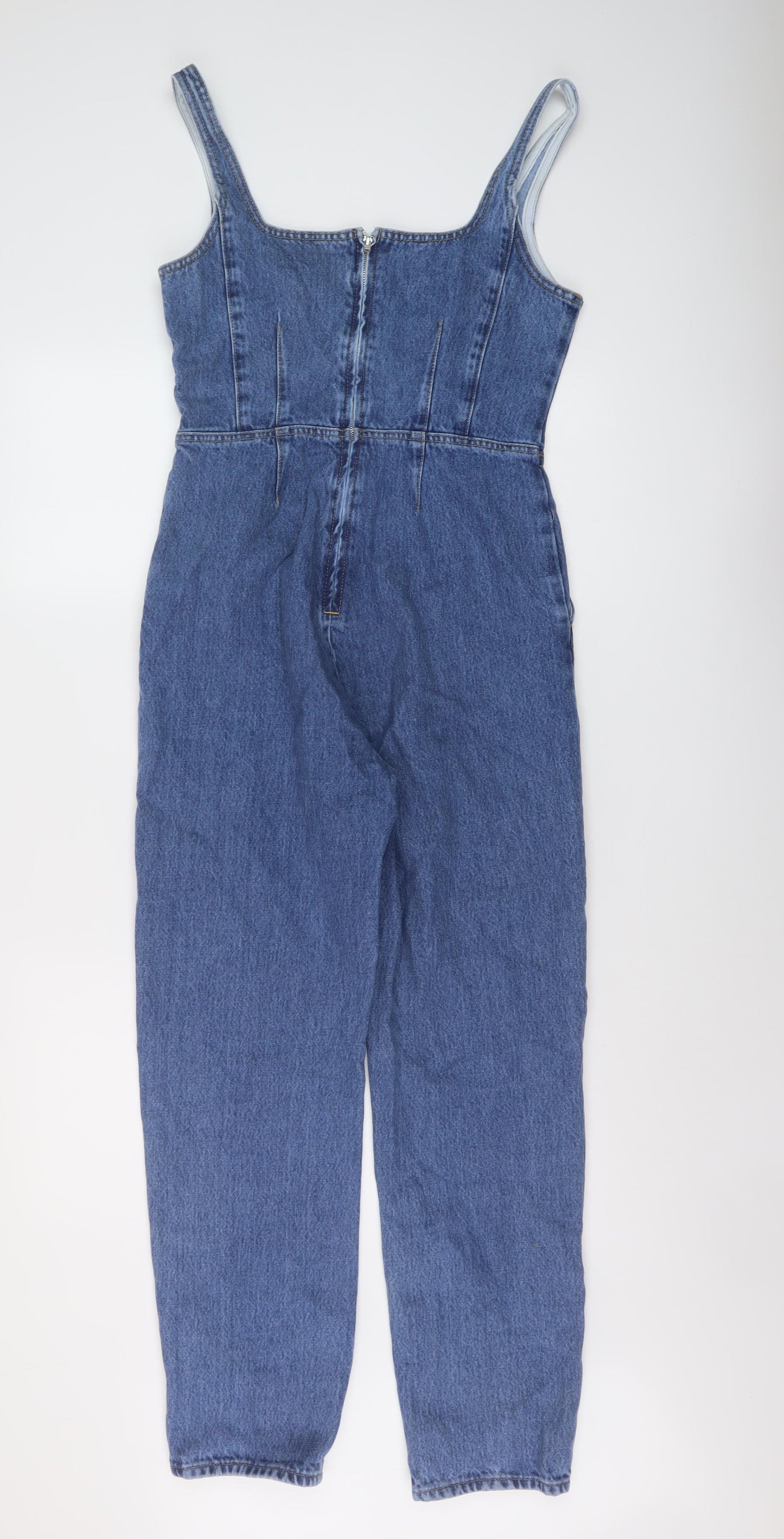 ASOS Womens Blue Cotton Jumpsuit One-Piece Size 10 Zip