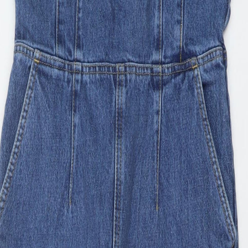 ASOS Womens Blue Cotton Jumpsuit One-Piece Size 10 Zip