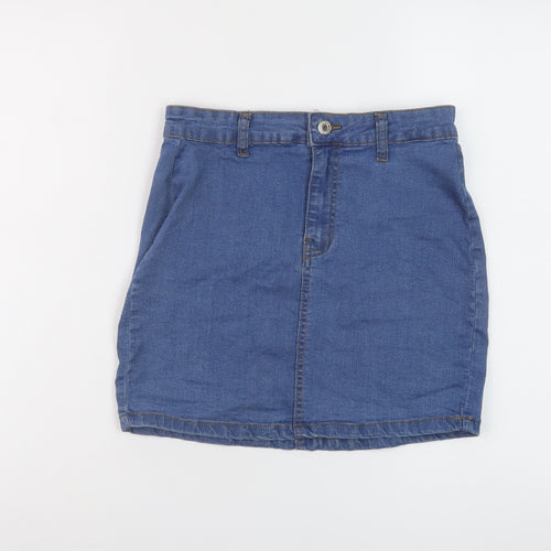 Dont think twice Womens Blue Cotton Mini Skirt Size 8 Button