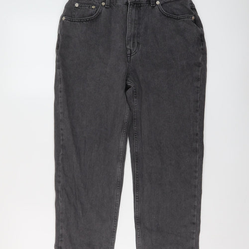 Pull&Bear Womens Grey Cotton Mom Jeans Size 10 L25 in Regular Button