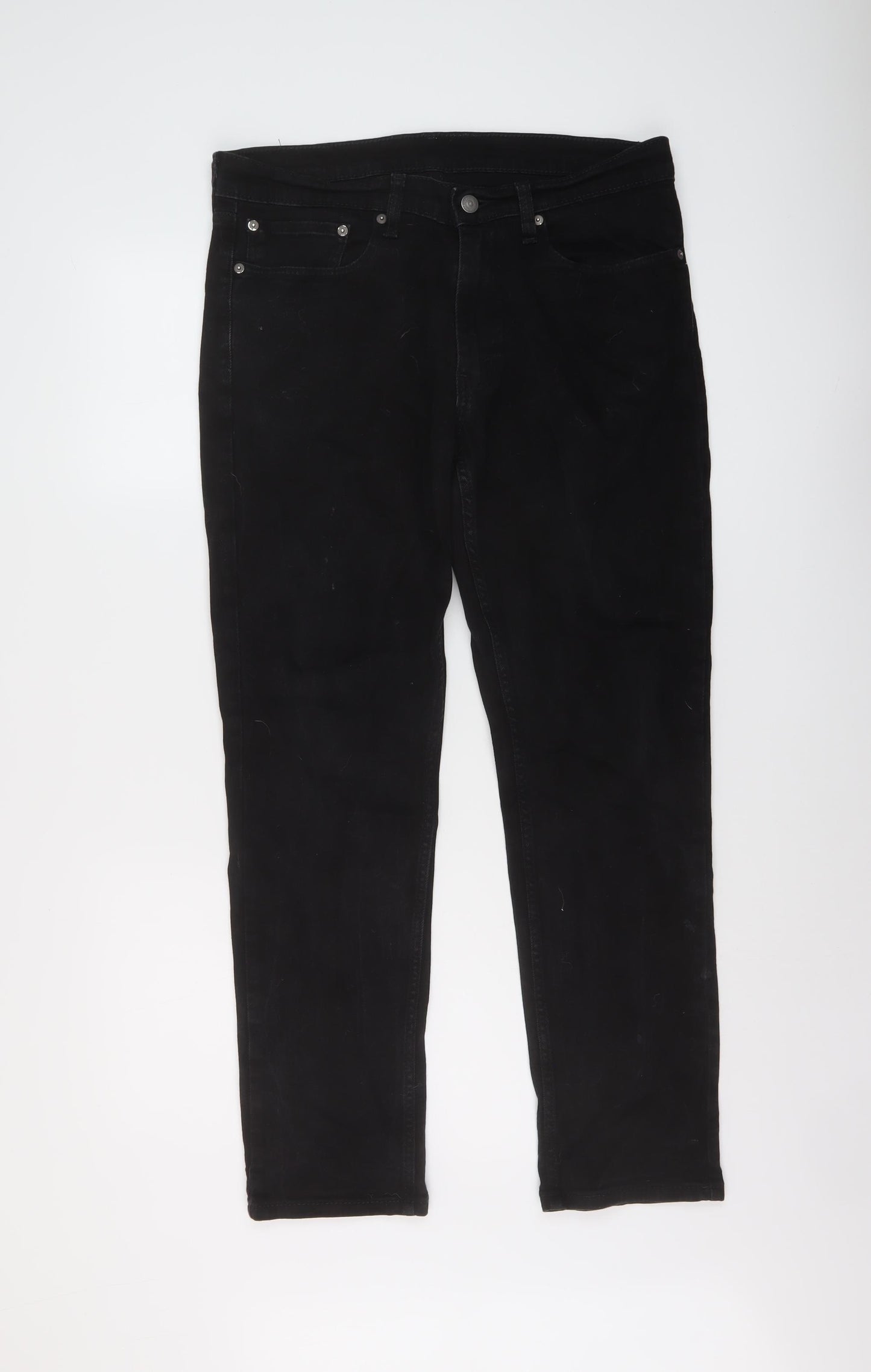 Levi's Mens Black Cotton Straight Jeans Size 34 in L30 in Regular Button