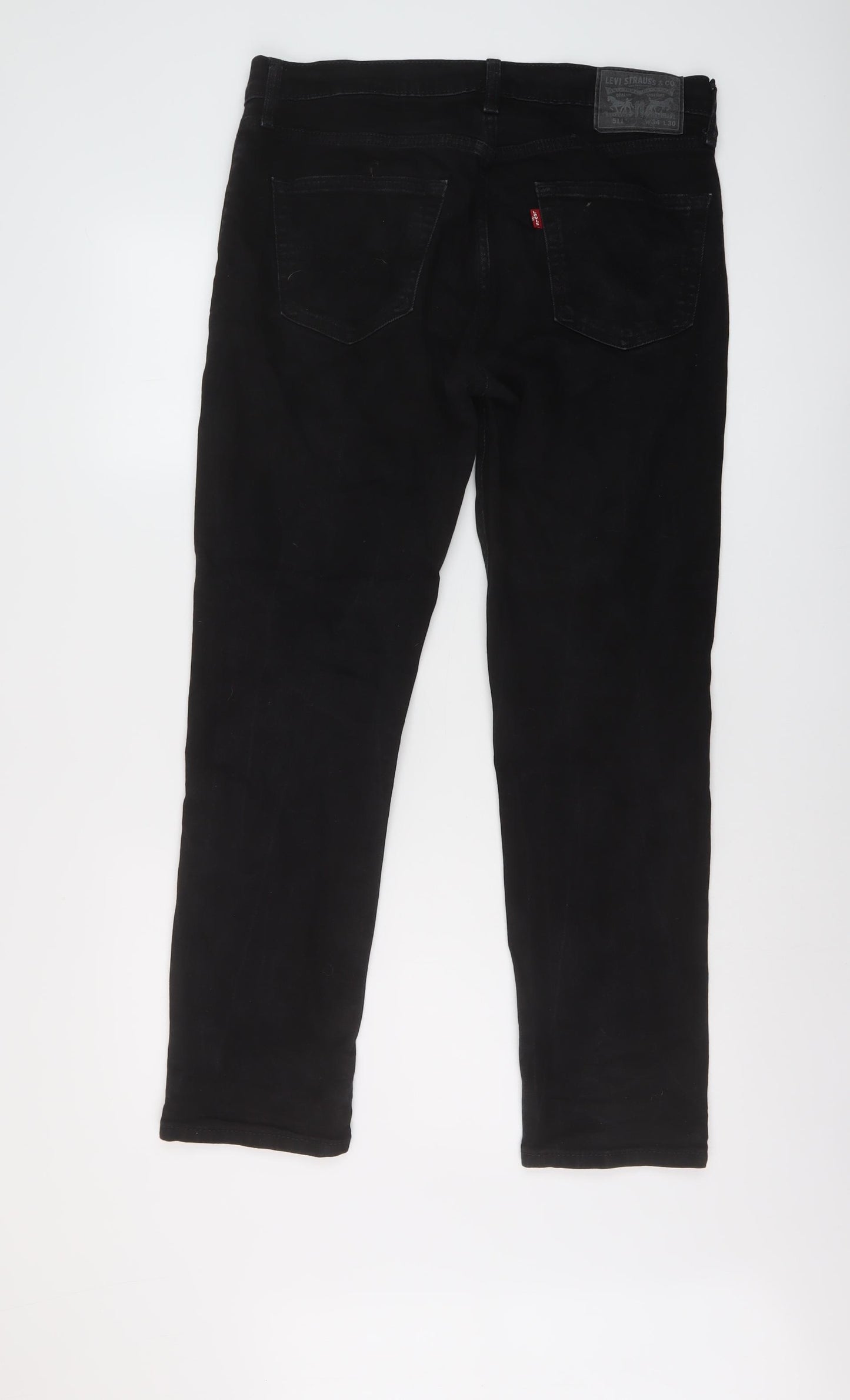 Levi's Mens Black Cotton Straight Jeans Size 34 in L30 in Regular Button