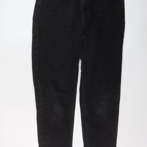 Denim & Co. Womens Black Cotton Mom Jeans Size 10 L28 in Regular Button