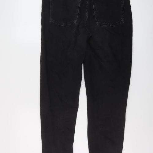 Denim & Co. Womens Black Cotton Mom Jeans Size 10 L28 in Regular Button