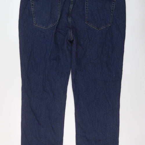 George Mens Blue Cotton Straight Jeans Size 44 in L31 in Regular Button