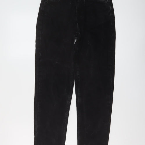 Pull&Bear Womens Black Cotton Mom Jeans Size 4 L27 in Regular Button
