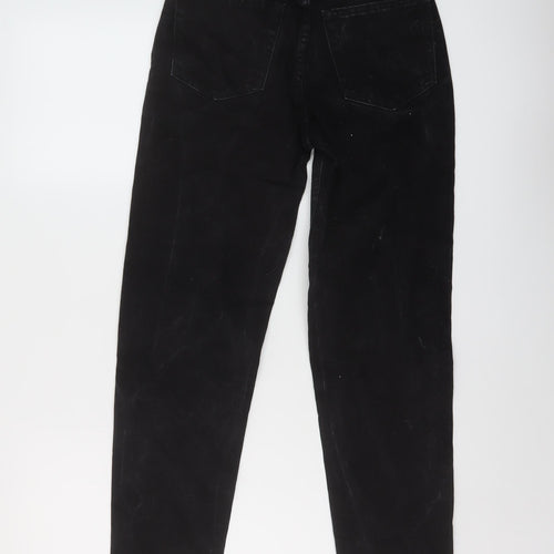 Pull&Bear Womens Black Cotton Mom Jeans Size 4 L27 in Regular Button