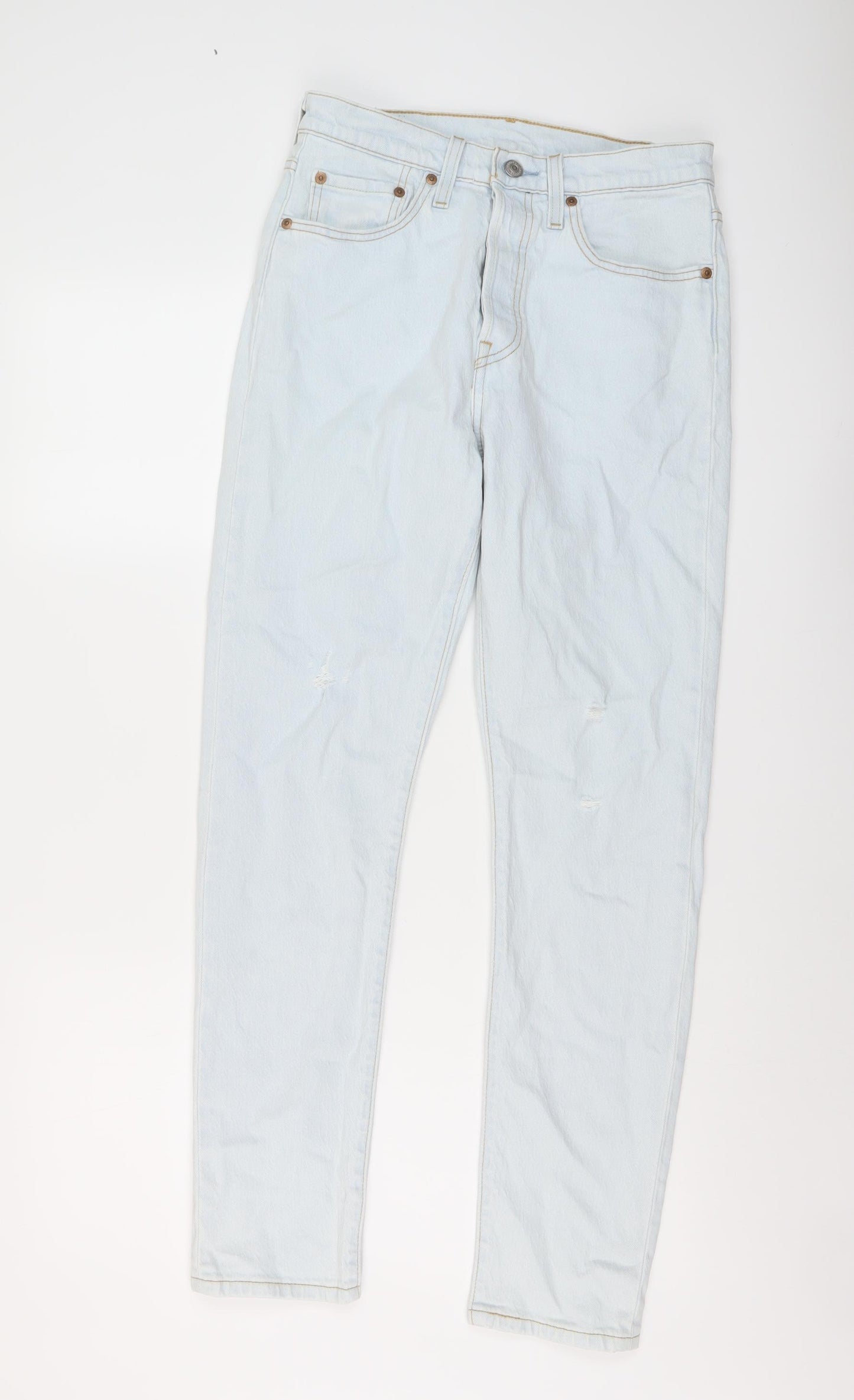 Levi's Womens Blue Cotton Straight Jeans Size 27 in L30 in Regular Button