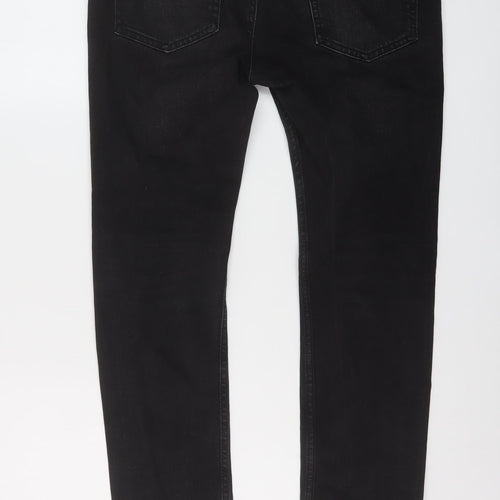 Topman Womens Black Cotton Skinny Jeans Size 32 in L29 in Regular Button