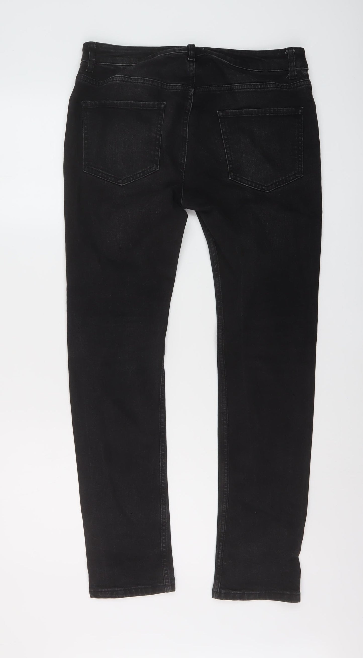 Topman Womens Black Cotton Skinny Jeans Size 32 in L29 in Regular Button