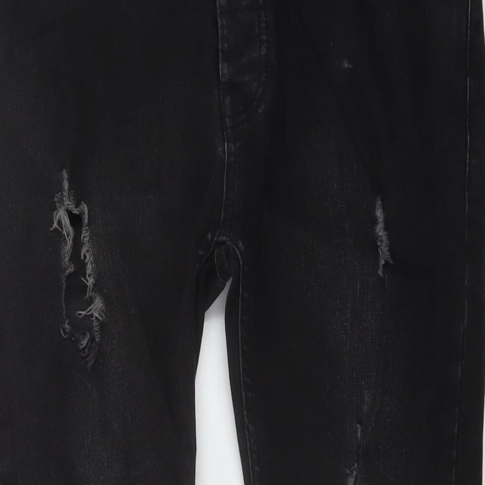 Topman Womens Black Cotton Skinny Jeans Size 32 in L29 in Regular Button