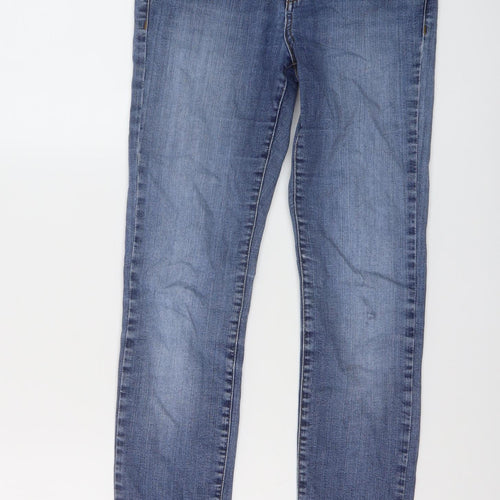 Marks and Spencer Womens Blue Cotton Skinny Jeans Size 10 L28 in Regular Button