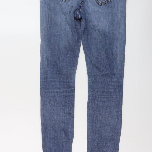 Marks and Spencer Womens Blue Cotton Skinny Jeans Size 10 L28 in Regular Button
