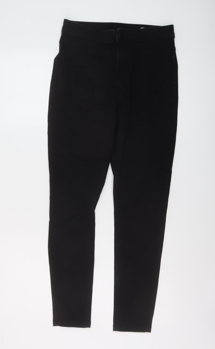 Marks and Spencer Womens Black Cotton Skinny Jeans Size 12 L28 in Regular Button