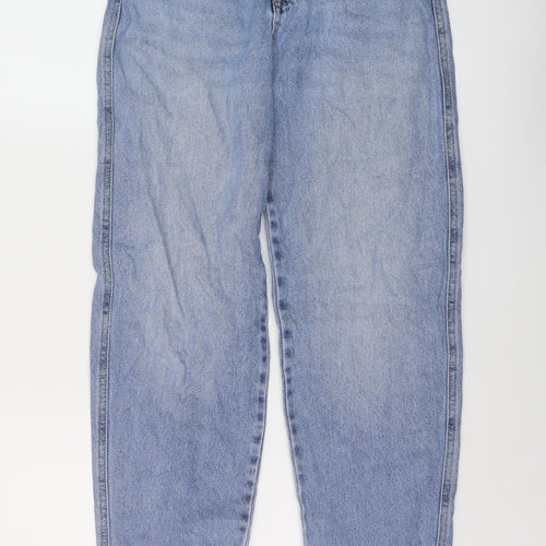 Pull&Bear Womens Blue Cotton Mom Jeans Size 6 L28 in Regular Button