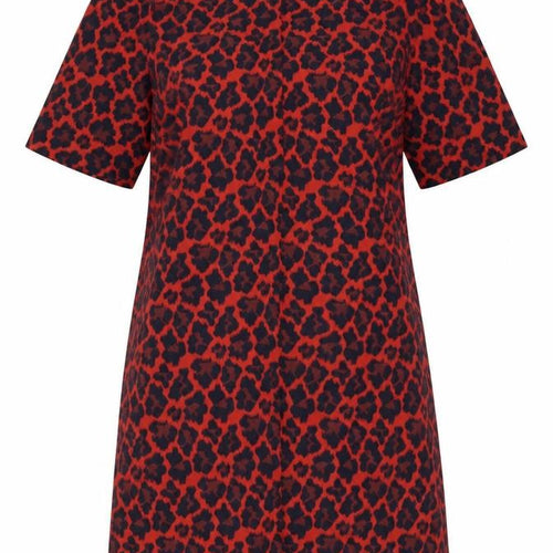 NEXT Womens Red Animal Print Cotton A-Line Size 10 Round Neck Zip