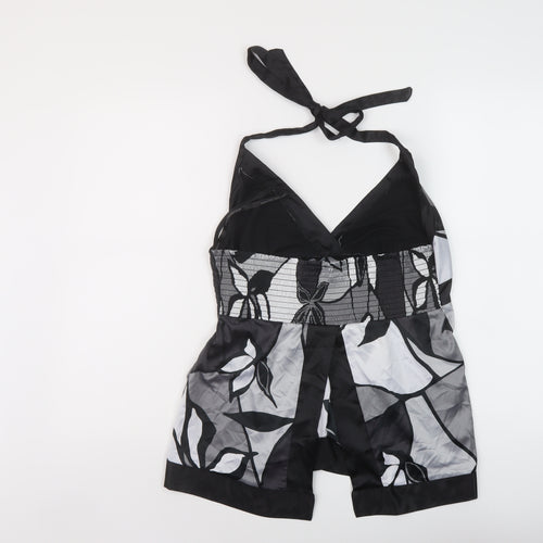 Dorothy Perkins Womens Black Geometric Polyester Basic Blouse Size 16 V-Neck