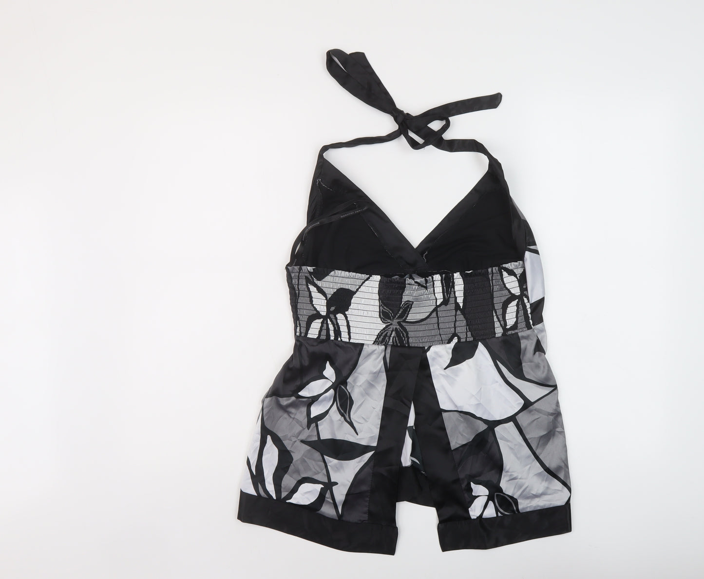 Dorothy Perkins Womens Black Geometric Polyester Basic Blouse Size 16 V-Neck