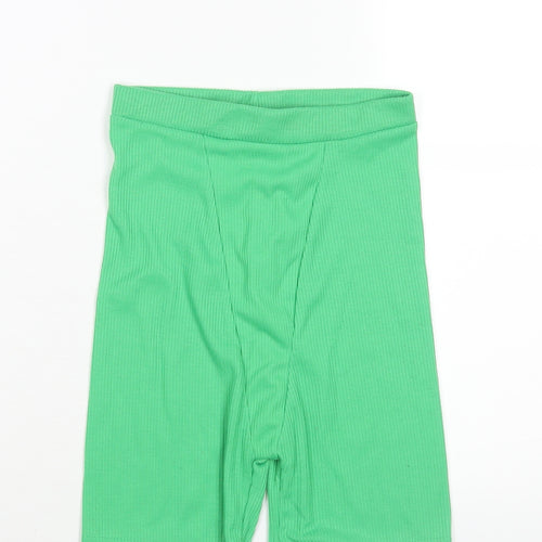 PRETTYLITTLETHING Womens Green Polyester Compression Shorts Size 6 L5 in Regular Pull On - Boxer Style Ribbed