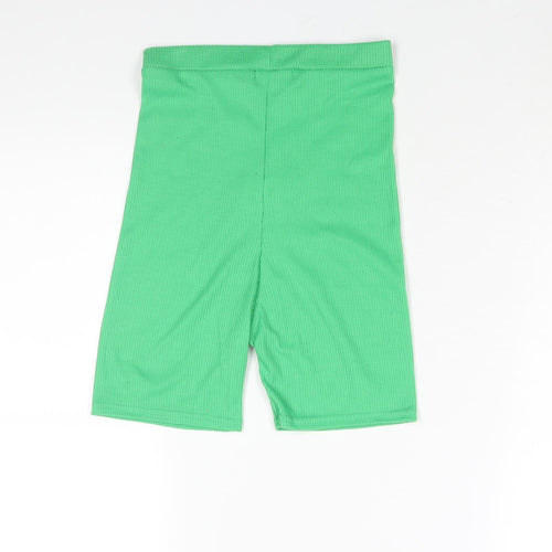 PRETTYLITTLETHING Womens Green Polyester Compression Shorts Size 6 L5 in Regular Pull On - Boxer Style Ribbed