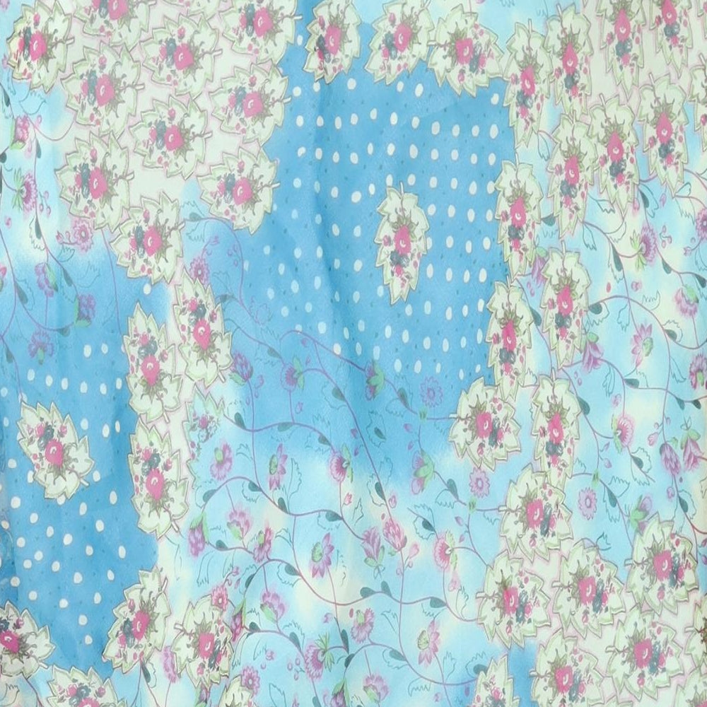 Phase Eight Womens Blue Geometric Silk Trumpet Skirt Size 14 Button