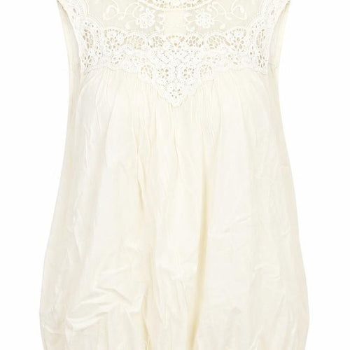 Zara Womens Ivory Polyester Camisole Blouse Size M Mock Neck - Lace Detail