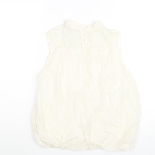 Zara Womens Ivory Polyester Camisole Blouse Size M Mock Neck - Lace Detail