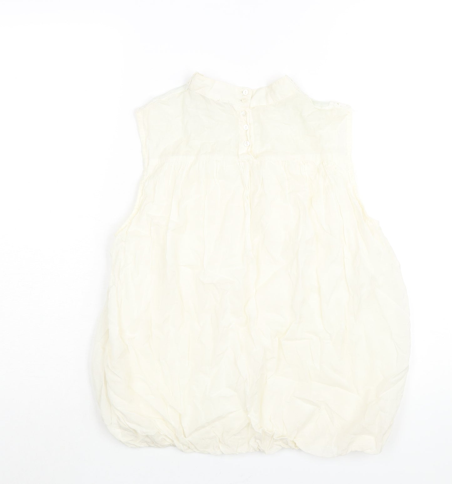 Zara Womens Ivory Polyester Camisole Blouse Size M Mock Neck - Lace Detail