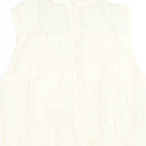 Zara Womens Ivory Polyester Camisole Blouse Size M Mock Neck - Lace Detail