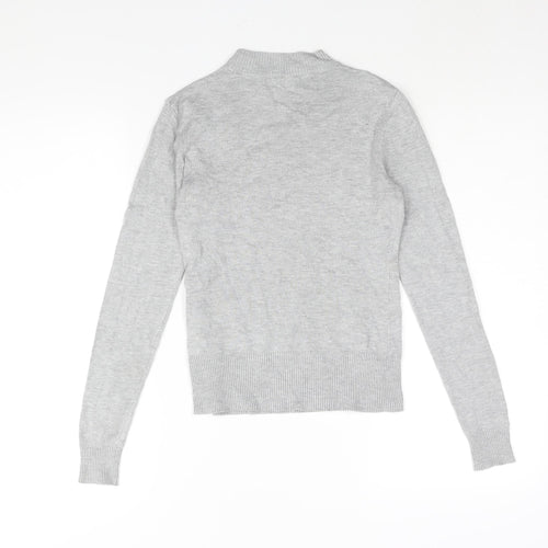 New Look Womens Grey Mock Neck Viscose Pullover Jumper Size 8