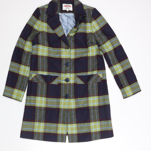 Avoca Womens Multicoloured Check Overcoat Coat Size 8 Button