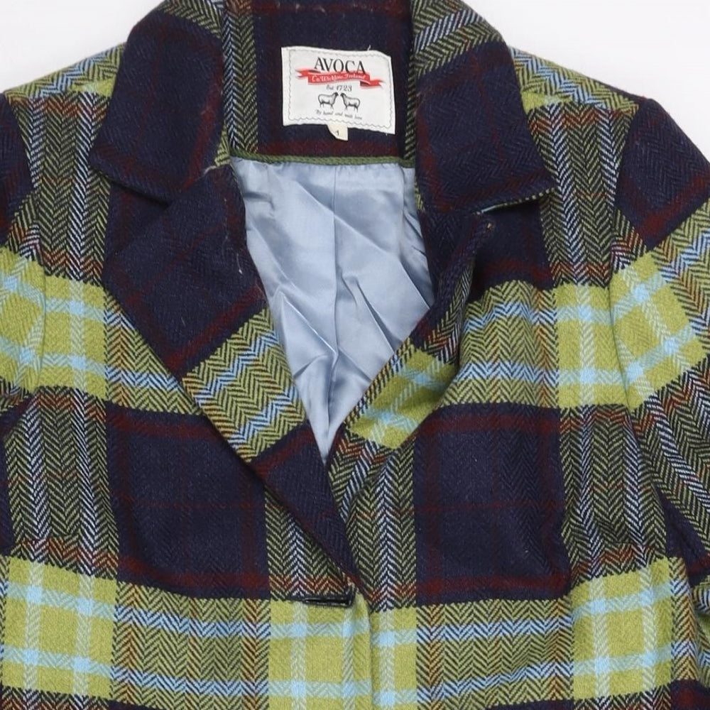 Avoca Womens Multicoloured Check Overcoat Coat Size 8 Button