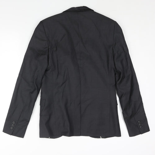 Topman Mens Grey Wool Jacket Suit Jacket Size 36 Regular - Satin Trim